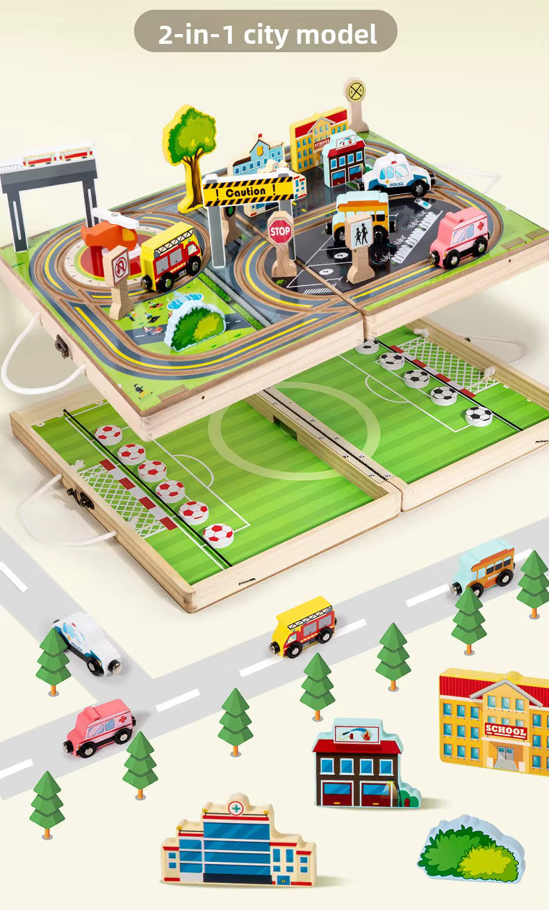 Set 2 en 1 “Ciudad sobre Ruedas y Cancha de Fútbol