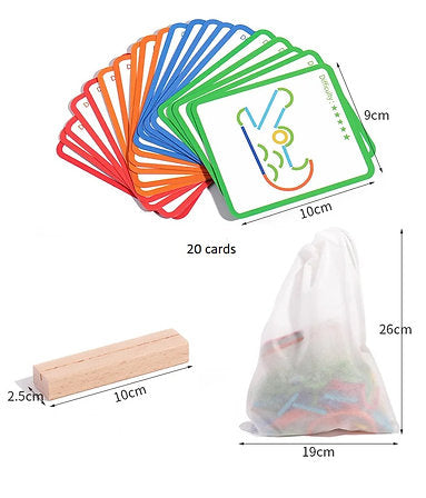 Juego Creativo de Figuras – Sticks y Aros con Tarjetas Guía