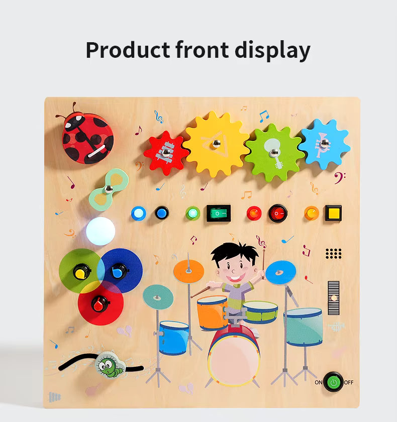 Tablero Musical de Destrezas “Pequeño Explorador” – Juguete Sensorial de Madera