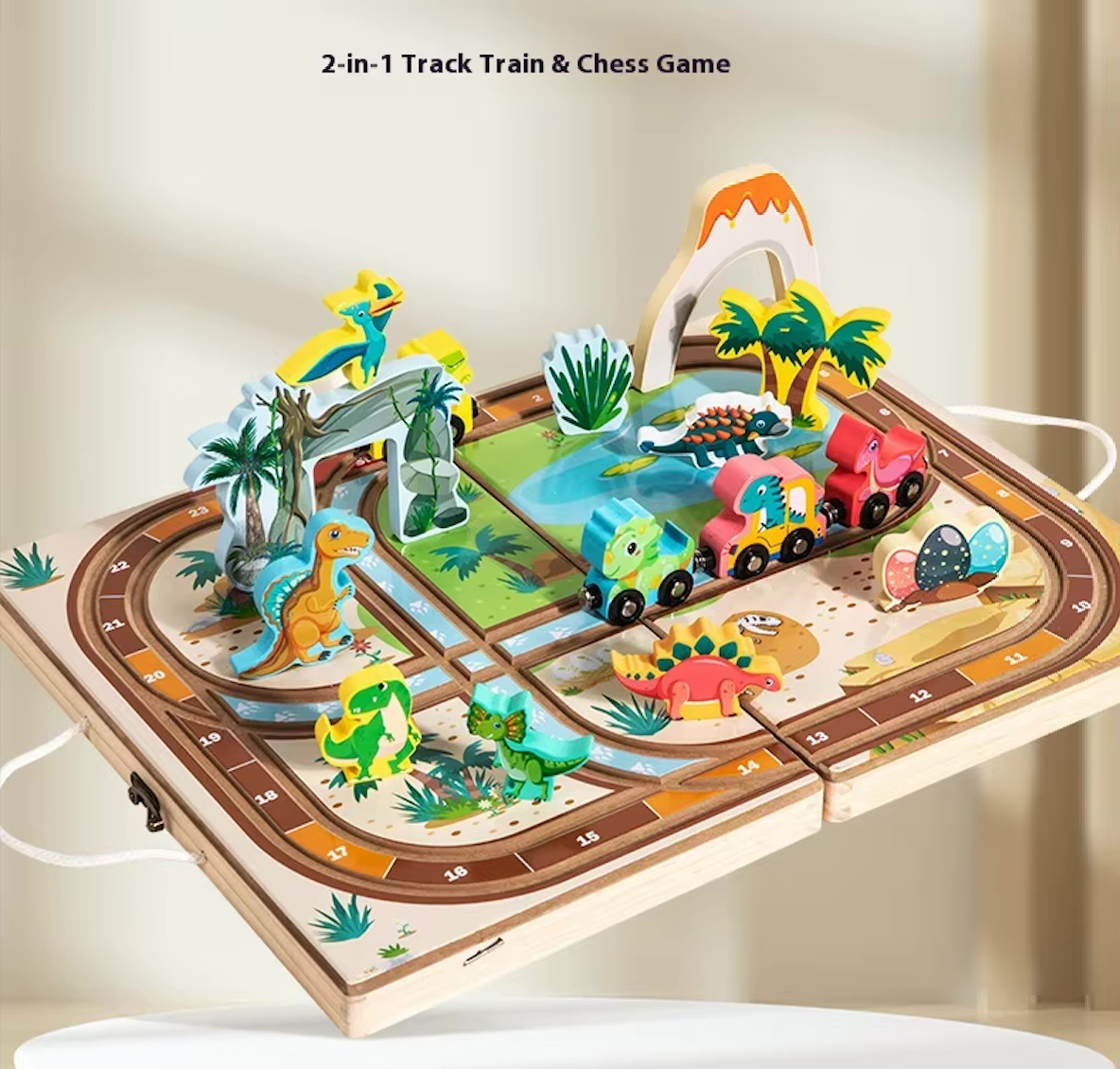 Set 2 en 1: Aventura Jurásica sobre Rieles y Cancha de Fútbol