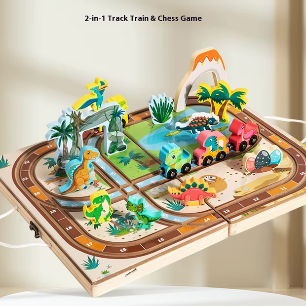 Set 2 en 1: Aventura Jurásica sobre Rieles y Cancha de Fútbol