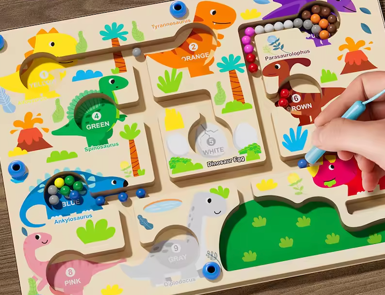 Exploradores Jurásicos – Tablero Magnético Montessori para Contar y Clasificar con Dinosaurios