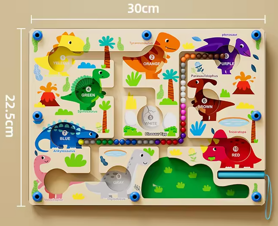 Exploradores Jurásicos – Tablero Magnético Montessori para Contar y Clasificar con Dinosaurios