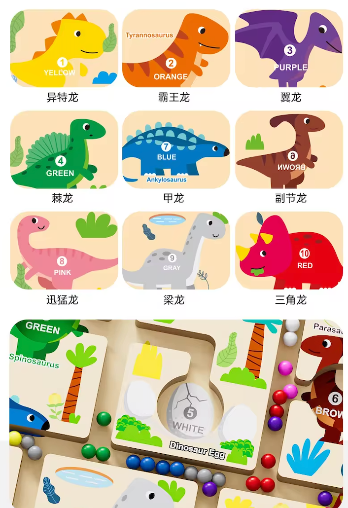 Exploradores Jurásicos – Tablero Magnético Montessori para Contar y Clasificar con Dinosaurios