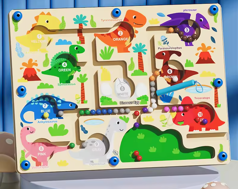 Exploradores Jurásicos – Tablero Magnético Montessori para Contar y Clasificar con Dinosaurios