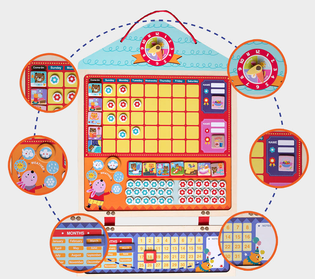 Tablero Magnético de Responsabilidades y Recompensas – 93 piezas de madera para educar con amor y disciplina