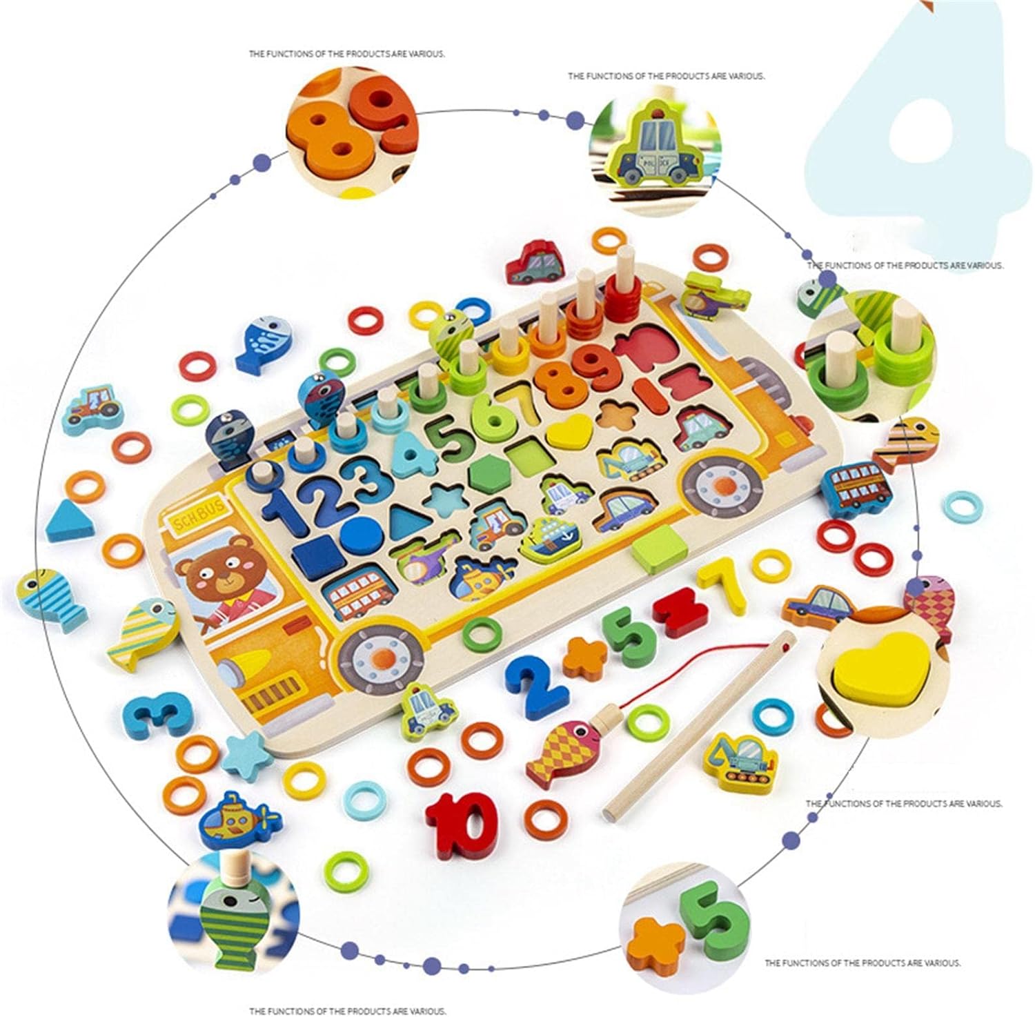 Tablero Multifuncional Montessori – Números, Formas y Pesca Magnética