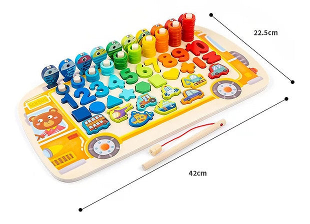 Tablero Multifuncional Montessori – Números, Formas y Pesca Magnética