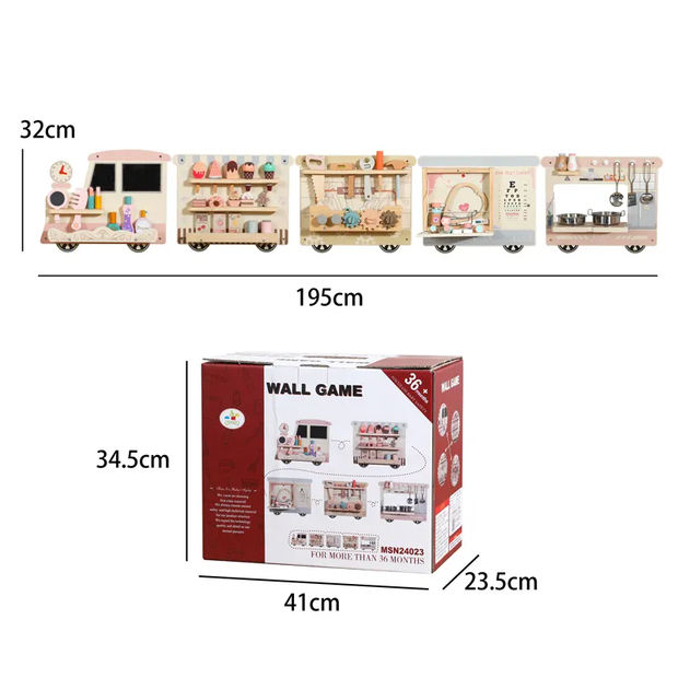 Tren de Actividades Montessori “Aventuras en la Pared” – Tablero de Madera Educativo