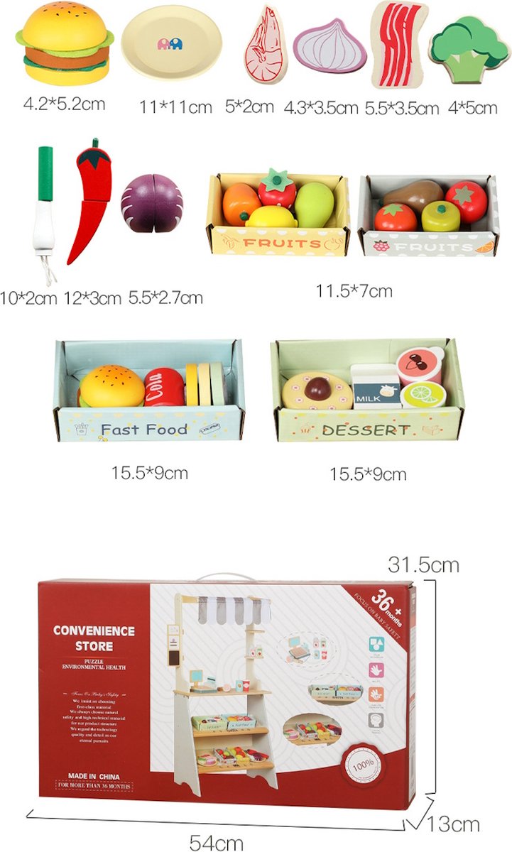 Mini Tienda Gourmet – Puestecito de Comida de Madera con Accesorios