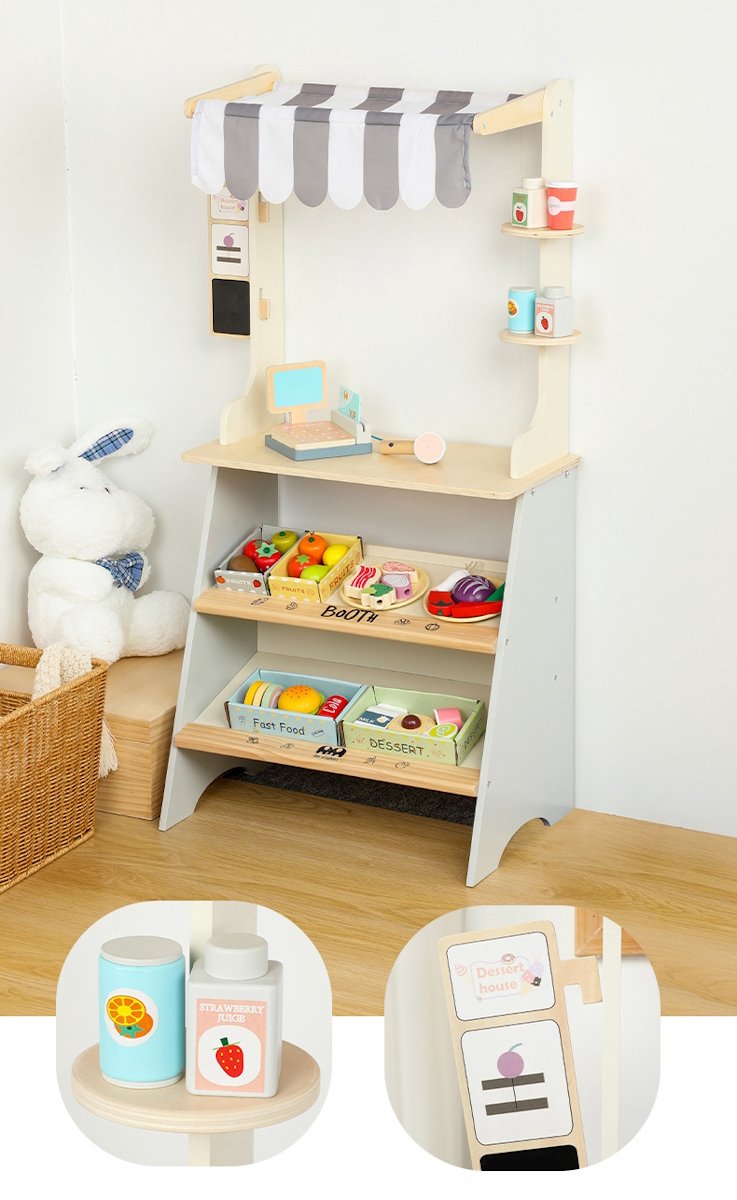 Mini Tienda Gourmet – Puestecito de Comida de Madera con Accesorios