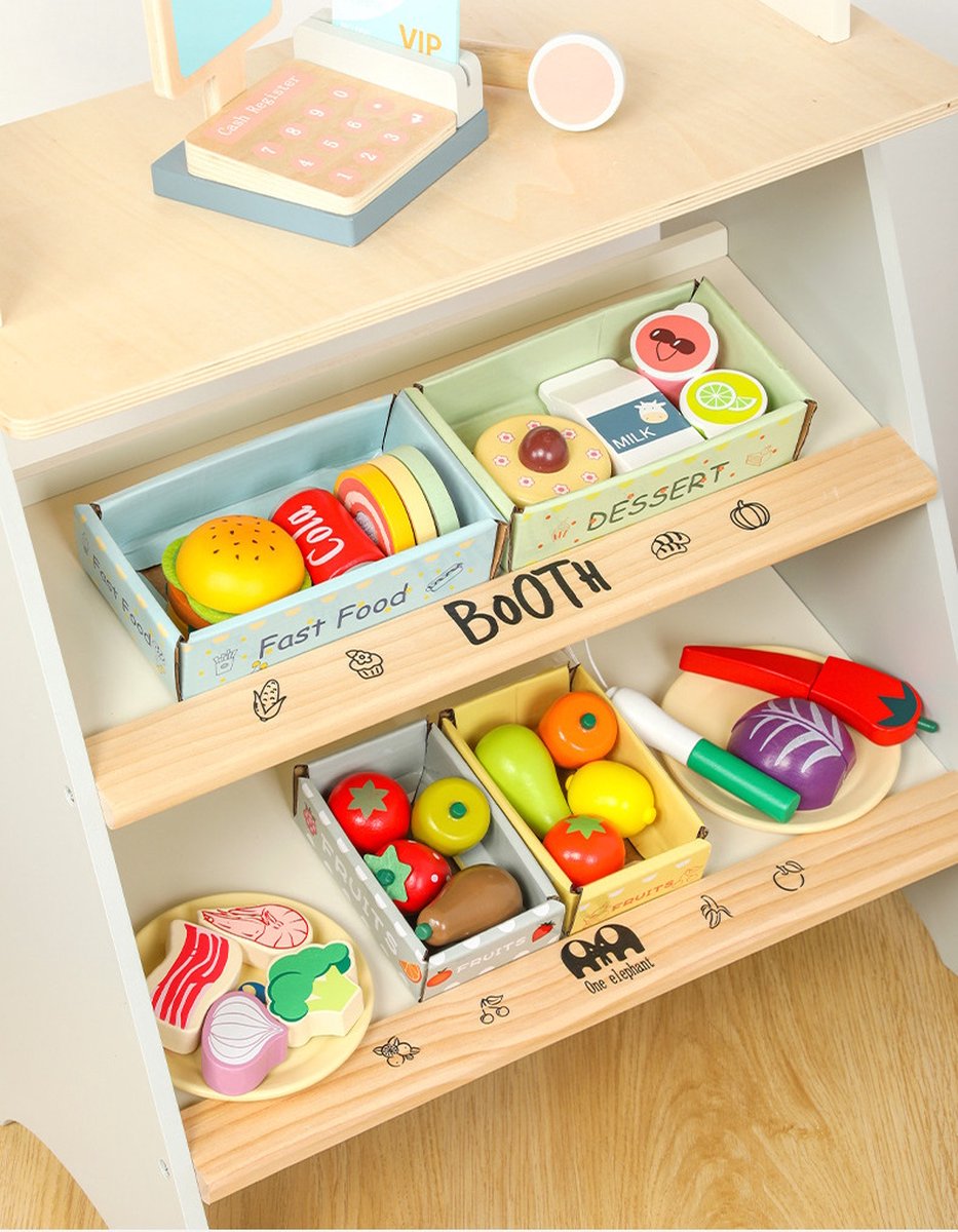 Mini Tienda Gourmet – Puestecito de Comida de Madera con Accesorios