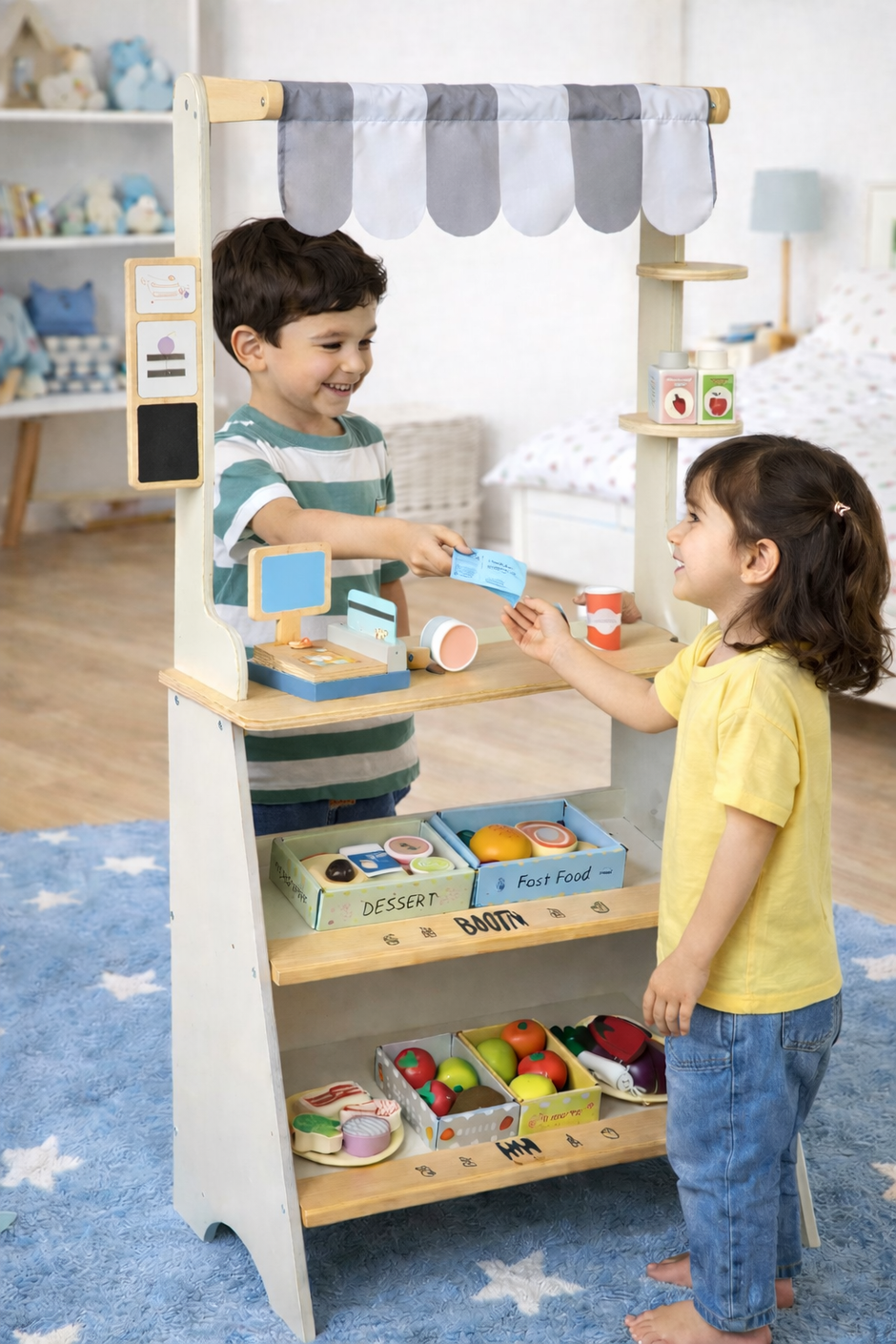 Mini Tienda Gourmet – Puestecito de Comida de Madera con Accesorios