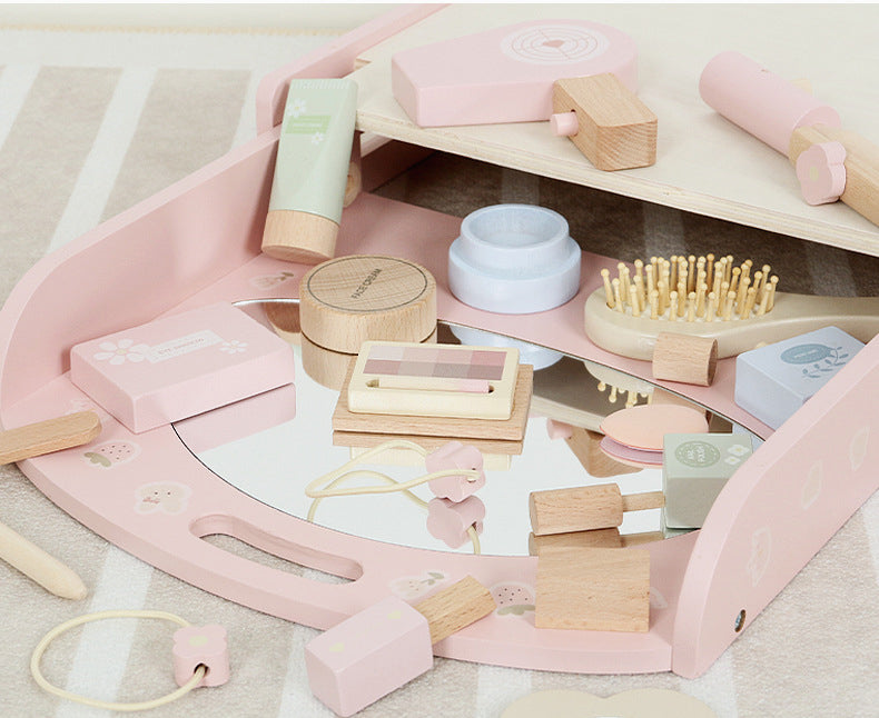 Tocador Portátil de Madera – ¡Tu Primer Set de Belleza para Jugar como Grande!