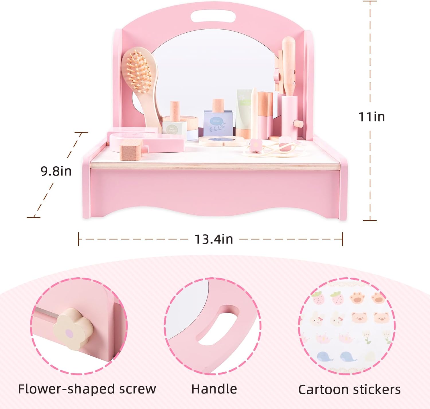 Tocador Portátil de Madera – ¡Tu Primer Set de Belleza para Jugar como Grande!