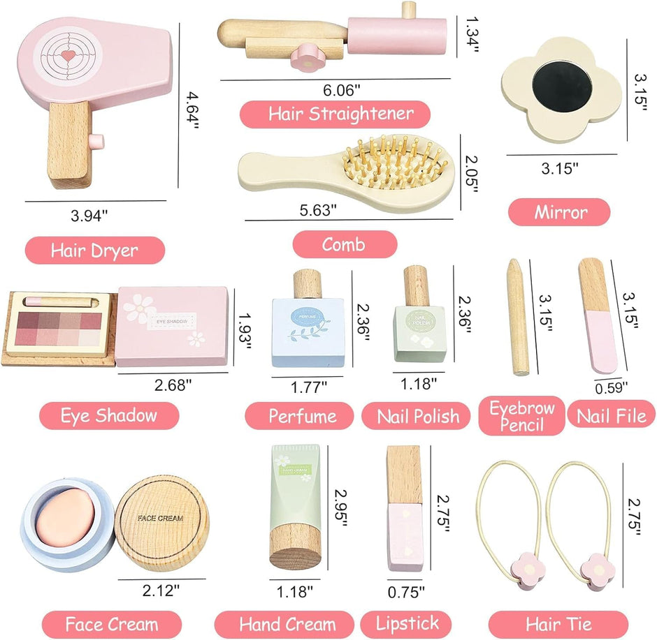 Tocador Portátil de Madera – ¡Tu Primer Set de Belleza para Jugar como Grande!