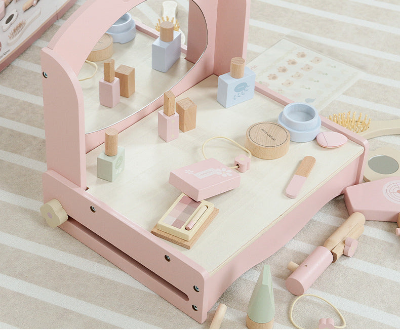 Tocador Portátil de Madera – ¡Tu Primer Set de Belleza para Jugar como Grande!