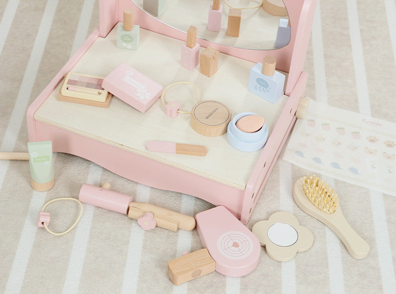 Tocador Portátil de Madera – ¡Tu Primer Set de Belleza para Jugar como Grande!