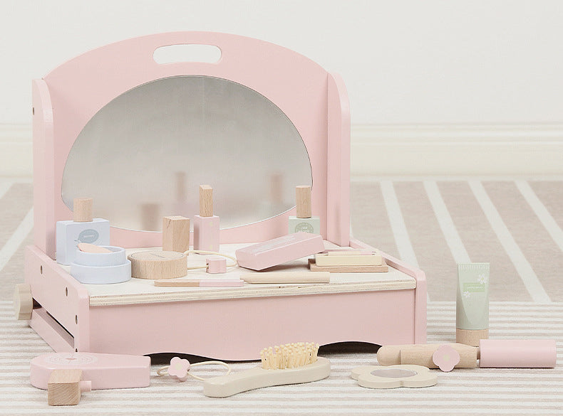 Tocador Portátil de Madera – ¡Tu Primer Set de Belleza para Jugar como Grande!