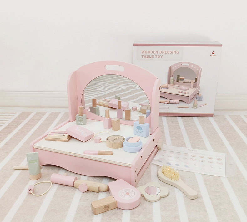 Tocador Portátil de Madera – ¡Tu Primer Set de Belleza para Jugar como Grande!