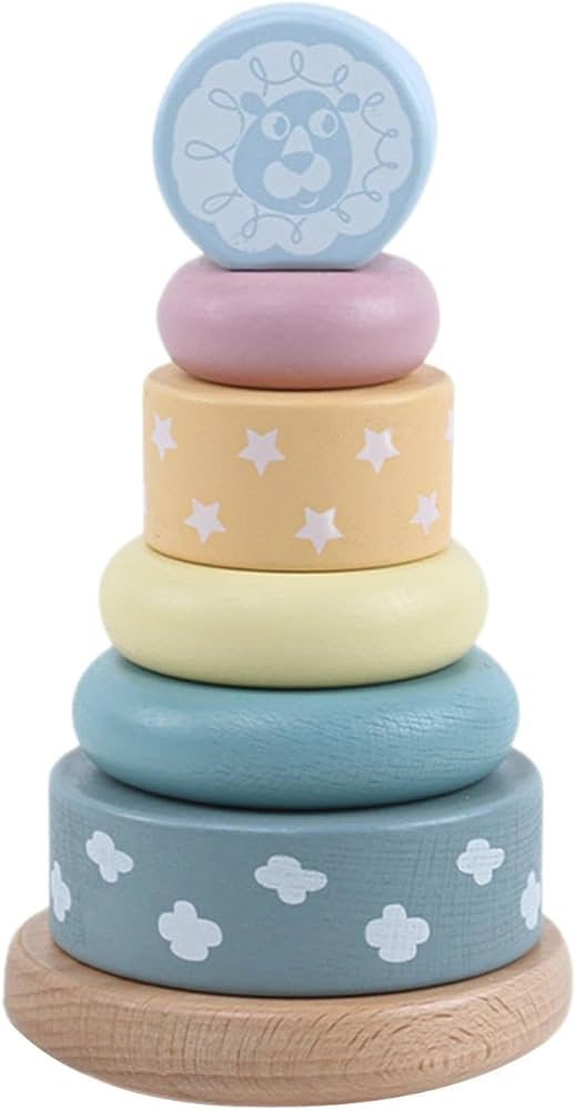 Torre Arcoíris de Madera – Sueños Pastel Montessori