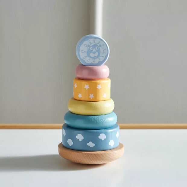 Torre Arcoíris de Madera – Sueños Pastel Montessori