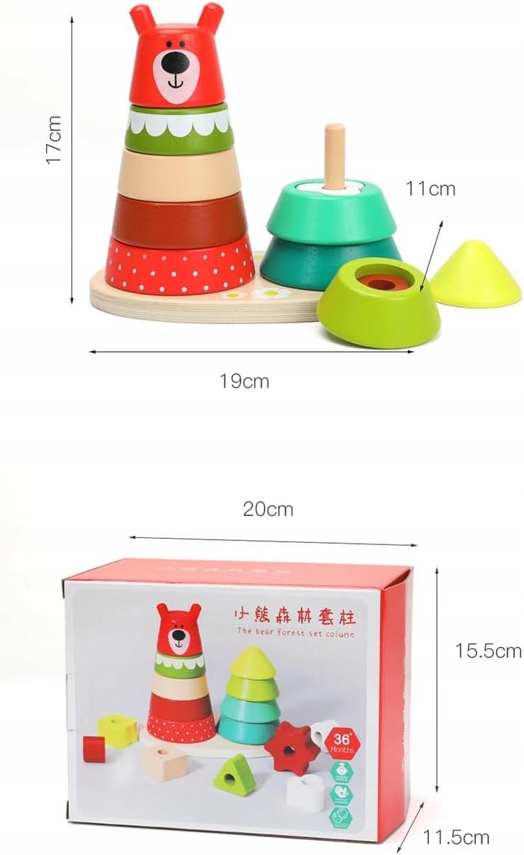 Torre Arcoíris del Bosque – Osito Apilador Montessori de Madera