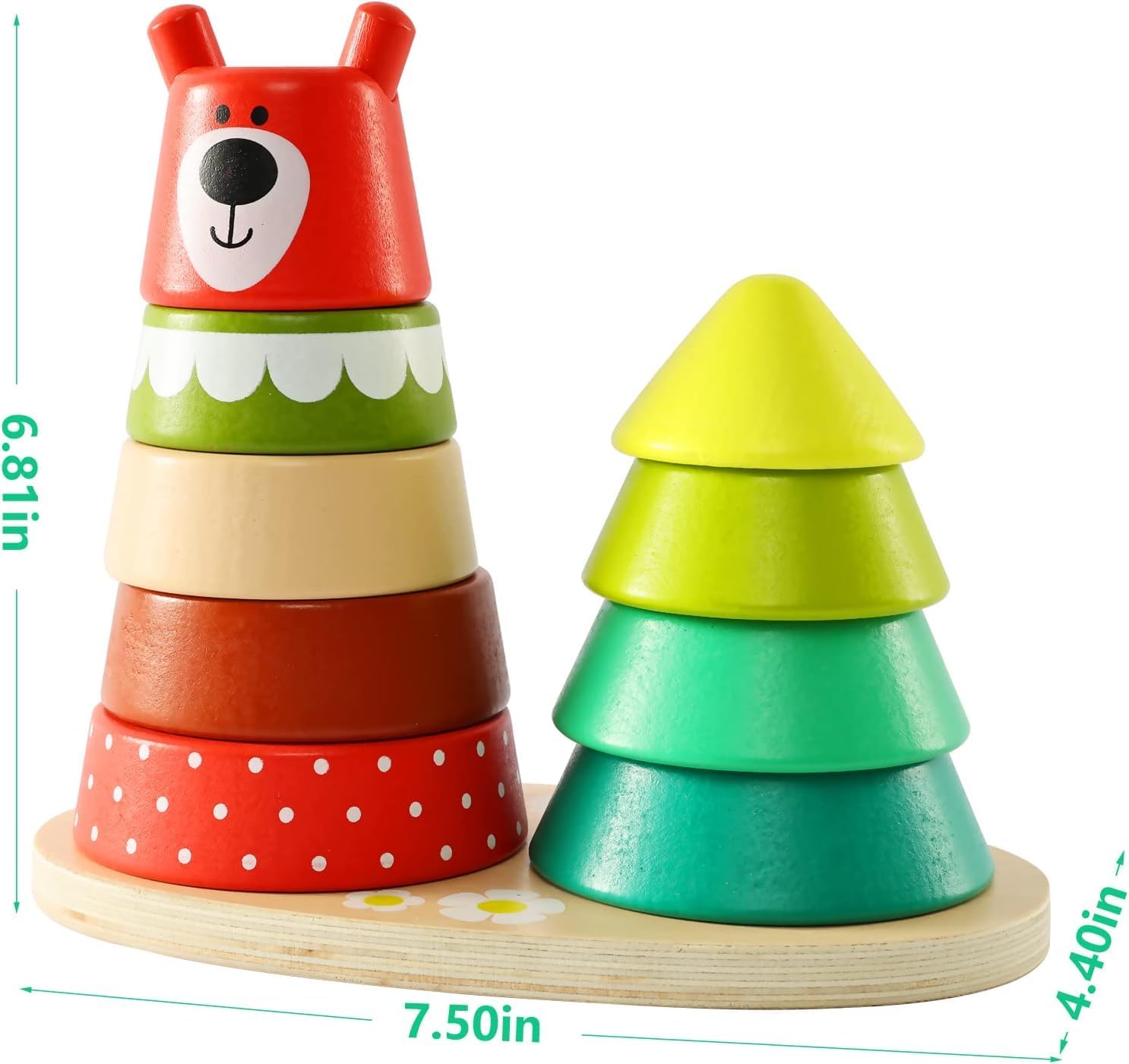 Torre Arcoíris del Bosque – Osito Apilador Montessori de Madera