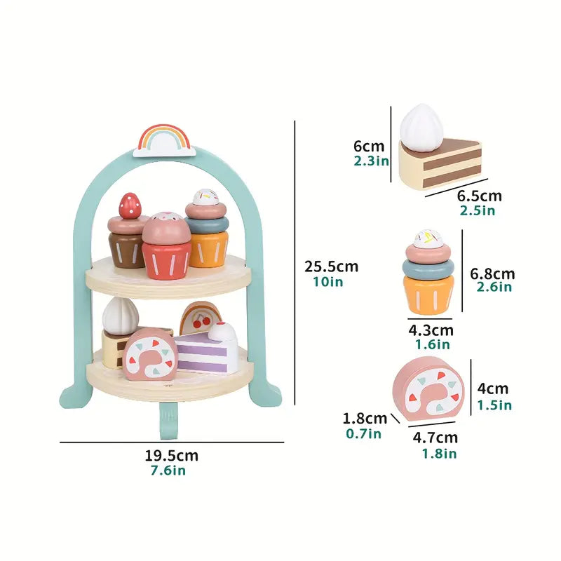 Torre de Postres de Madera - Torre Arcoíris Dulce