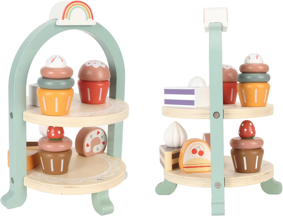 Torre de Postres de Madera - Torre Arcoíris Dulce