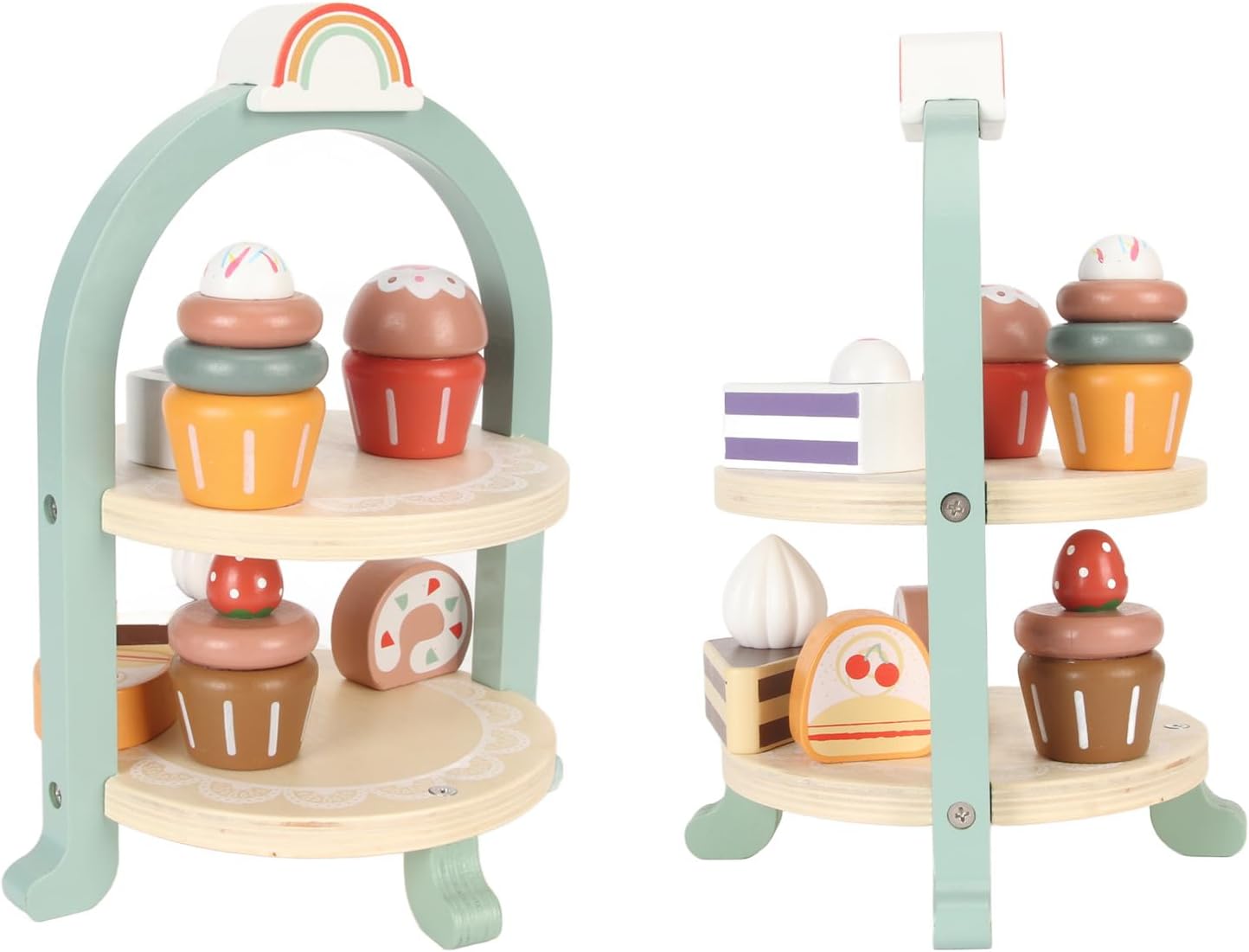 Torre de Postres de Madera - Torre Arcoíris Dulce
