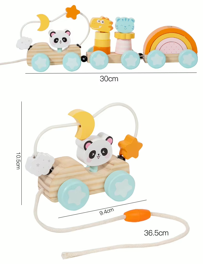 Tren Arcoíris de Animales Montessori – Juguete de Madera para Pequeños Exploradores