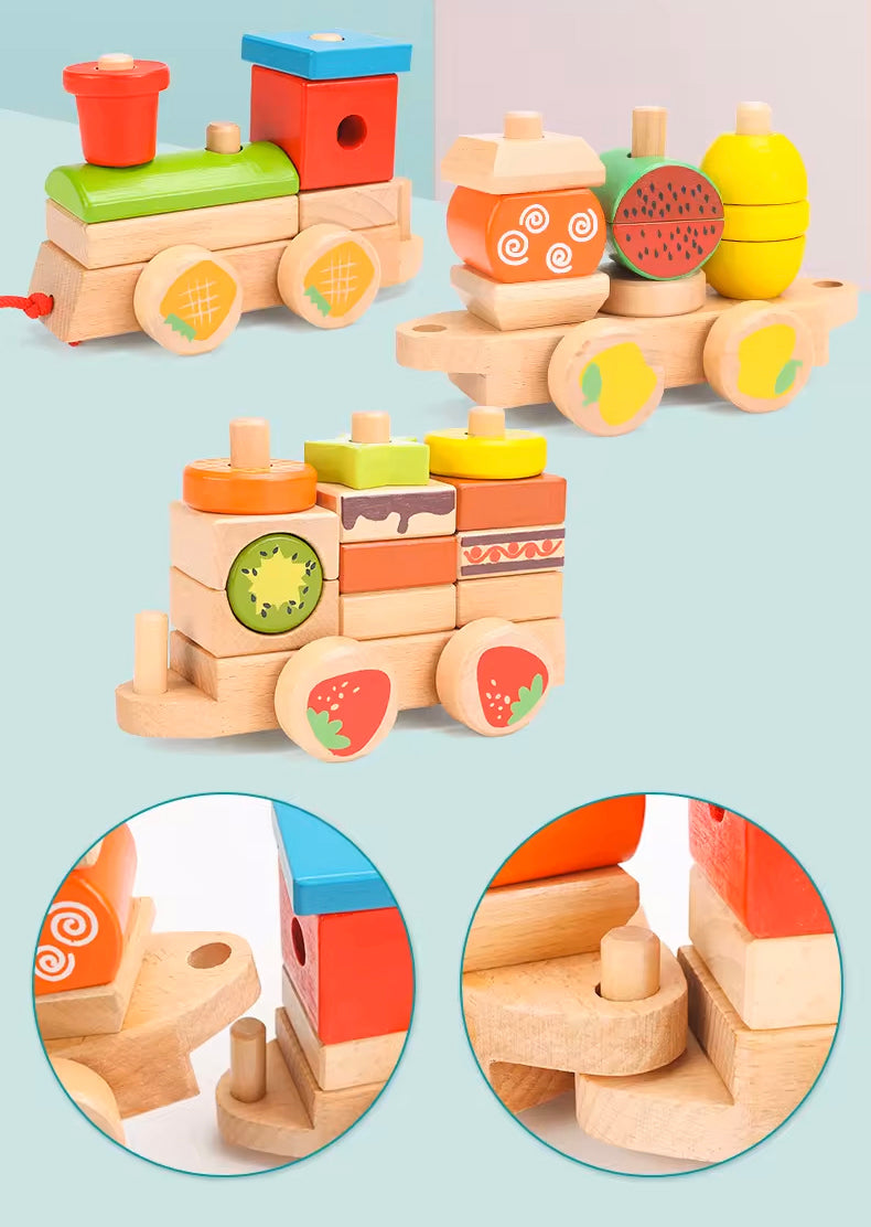 Tren de Madera con Frutas – Arma, ensambla y jala con diversión saludable