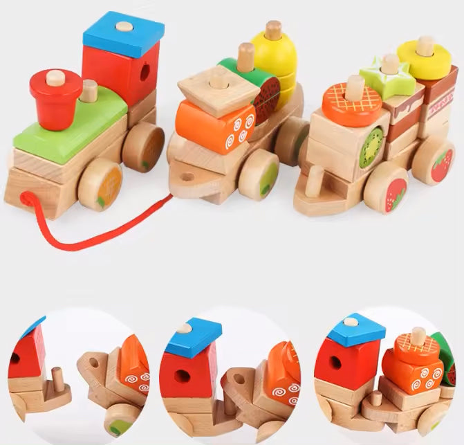 Tren de Madera con Frutas – Arma, ensambla y jala con diversión saludable