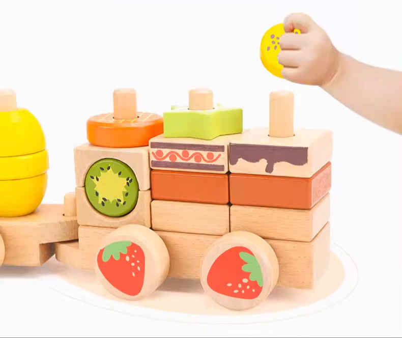 Tren de Madera con Frutas – Arma, ensambla y jala con diversión saludable