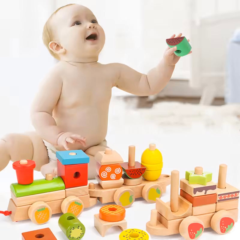 Tren de Madera con Frutas – Arma, ensambla y jala con diversión saludable