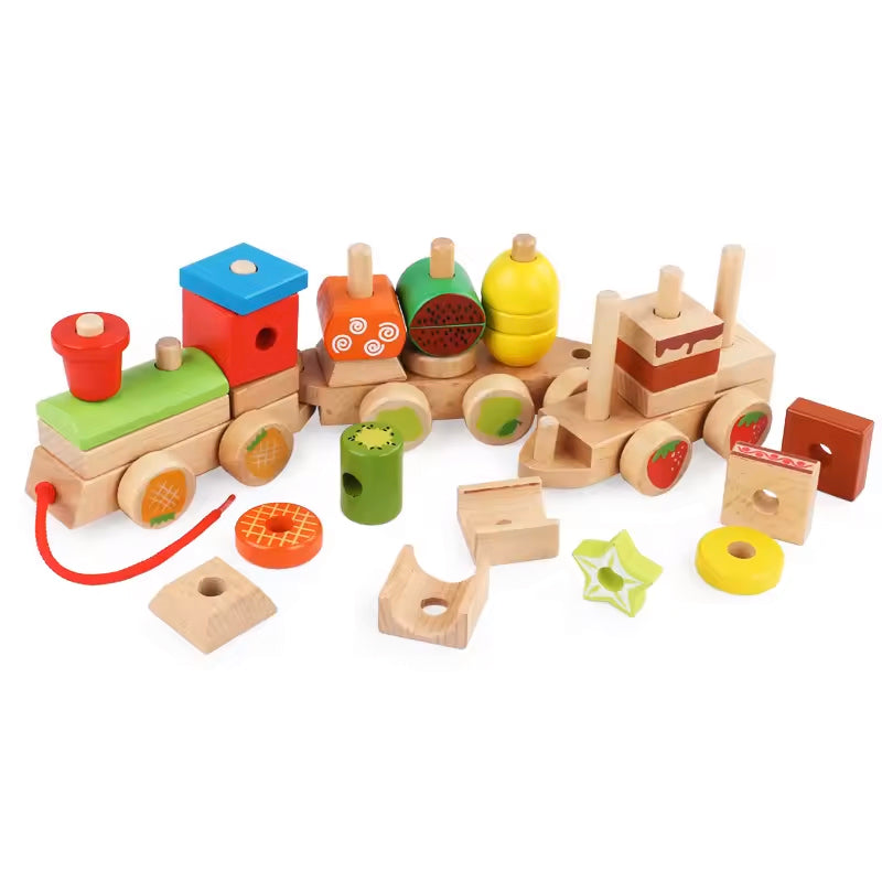 Tren de Madera con Frutas – Arma, ensambla y jala con diversión saludable