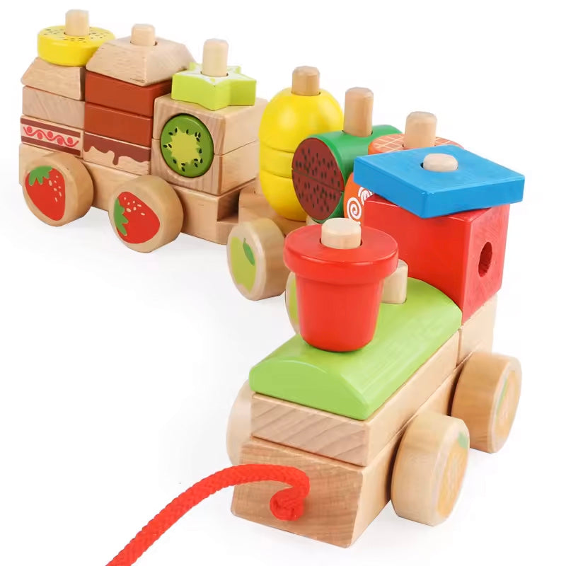 Tren de Madera con Frutas – Arma, ensambla y jala con diversión saludable