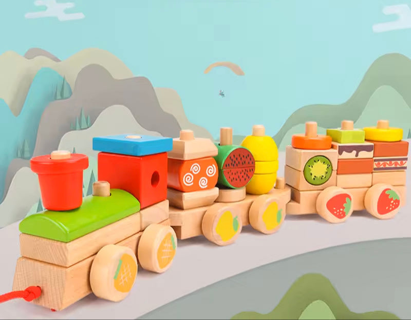 Tren de Madera con Frutas – Arma, ensambla y jala con diversión saludable